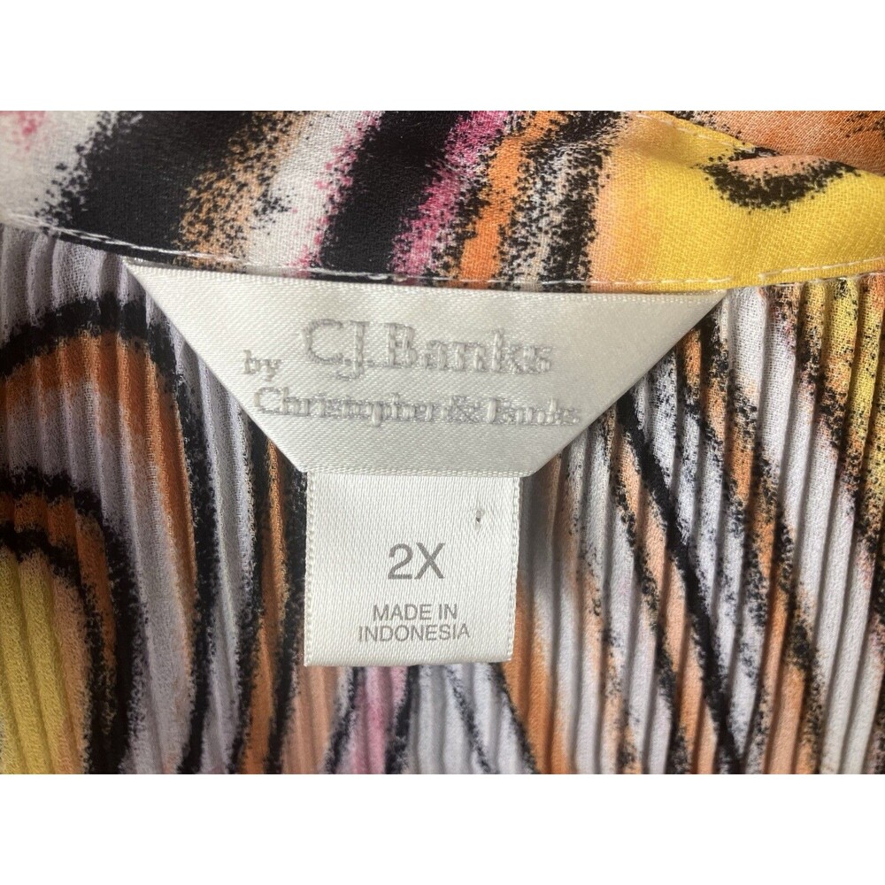 C J Banks Crinkle Knit Button Up Blouse Women’s 2X Boho Disco Psychedelic - Picture 4 of 6